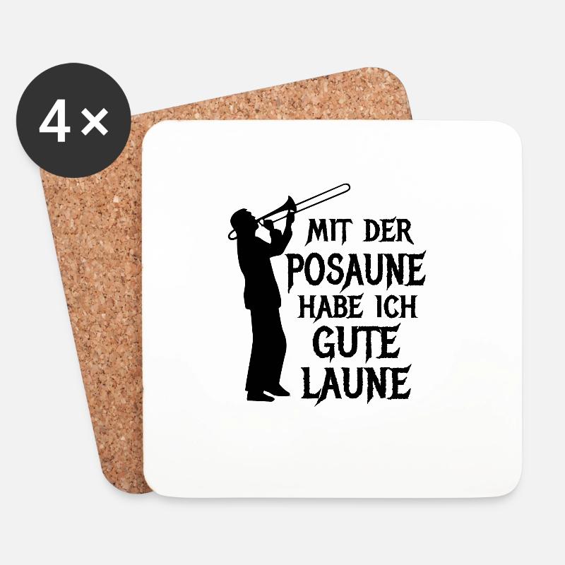 Gute Laune mit Posaune Klassik Bläser Jazz Musiker - Untersetzer (4er-Set) - Weiß