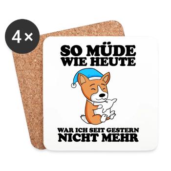 Müde Spruch Verschlafen Schlafen Ausschlafen Faul - Untersetzer (4er-Set) - Weiß - Vorne