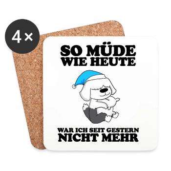 Müde Spruch Verschlafen Schlafen Ausschlafen Faul - Untersetzer (4er-Set) - Weiß - Vorne