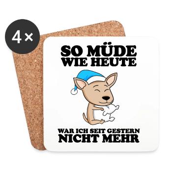Müde Spruch Verschlafen Schlafen Ausschlafen Faul - Untersetzer (4er-Set) - Weiß - Vorne