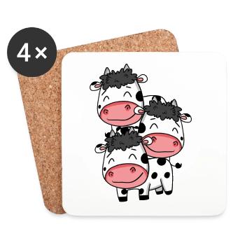 Cute Cows - Cow Motif - Coasters (set of 4) - white - Front