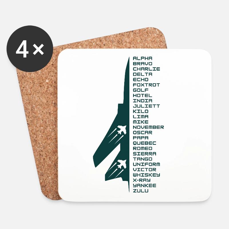Buchstabieralphabet - Untersetzer (4er-Set) - Weiß