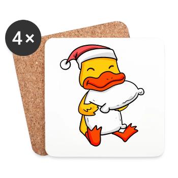 Duck Cute Tired Sleeping In Christmas - Coasters (set of 4) - white - Front