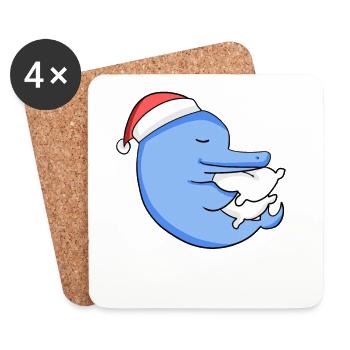 Dauphin Mignon Fatigué Dormir À Noël - Dessous de verre (lot de 4) - blanc - Devant