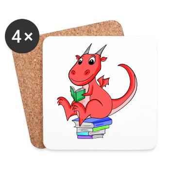 Bücher Drache Drachen - Untersetzer (4er-Set) - Weiß - Vorne