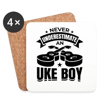 Ukulele Junge - Untersetzer (4er-Set) - Weiß - Vorne