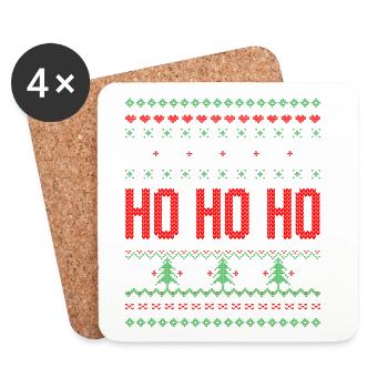 Ho Ho Ho Merry Christmas - Untersetzer (4er-Set) - Weiß - Vorne