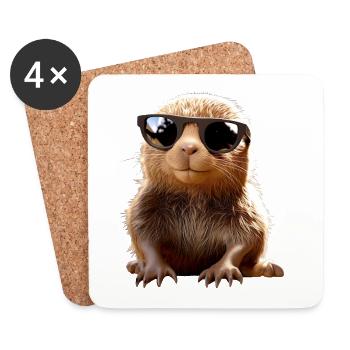 Mole with sunglasses Love Cute Moles - Coasters (set of 4) - white - Front