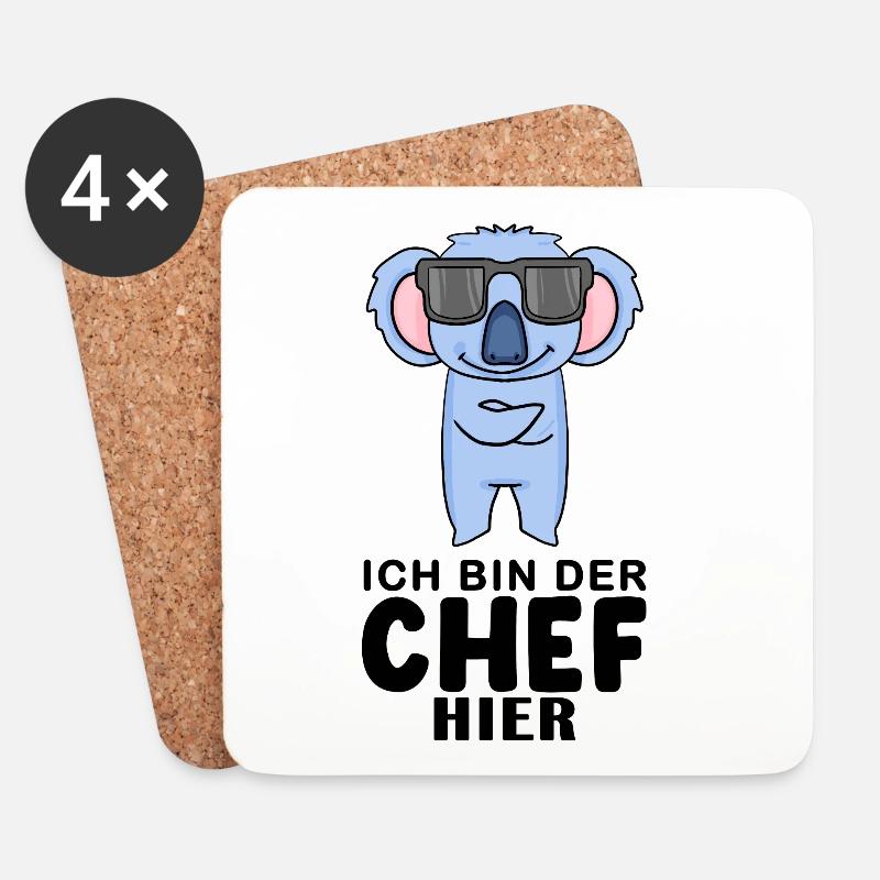 Chef Spruch mit Koala Motiv - Untersetzer (4er-Set) - Weiß