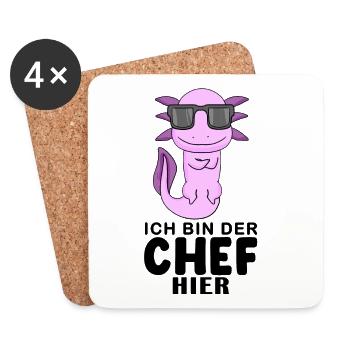 Chef Spruch mit Axolotl Motiv - Untersetzer (4er-Set) - Weiß - Vorne