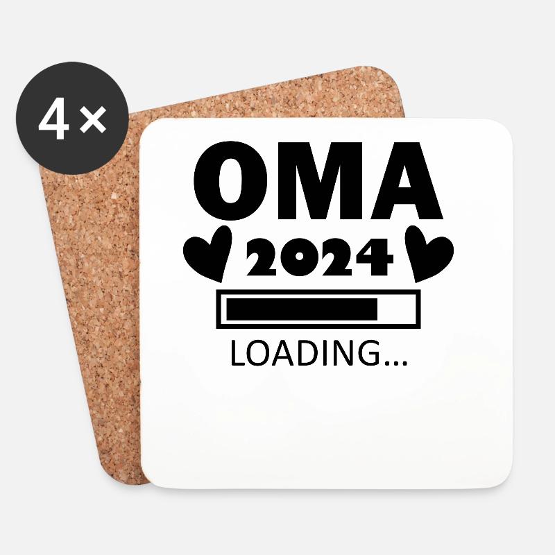 Oma 2024 - Oma werden - Untersetzer (4er-Set) - Weiß