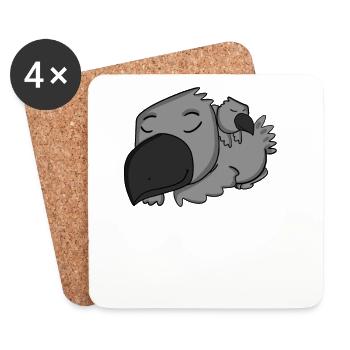 Famille Crow - Corbeau avec bébé - Dessous de verre (lot de 4) - blanc - Devant