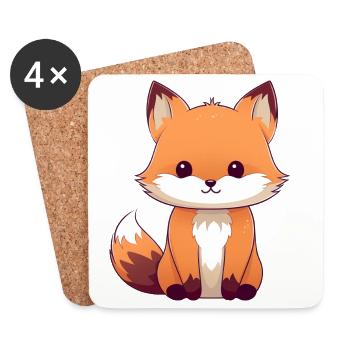 Cute cartoon fox on clothes - Coasters (set of 4) - white - Front