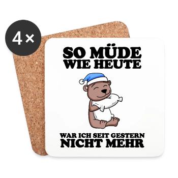Müde Spruch lustig Schlafen Ausschlafen Faul - Untersetzer (4er-Set) - Weiß - Vorne