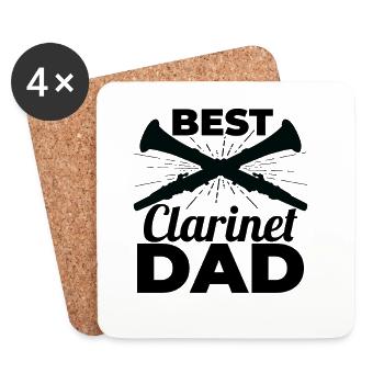 Papa clarinettiste - Dessous de verre (lot de 4) - blanc - Devant