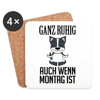 Montag Spruch Yoga Hund - Untersetzer (4er-Set) - Weiß - Vorne