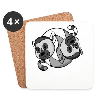 Yin Yang signe lémuriens lémuriens - Dessous de verre (lot de 4) - blanc - Devant