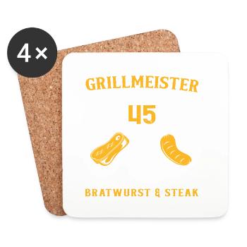 Grill 45 Geburtstag Griller Grillen Spruch - Untersetzer (4er-Set) - Weiß - Vorne