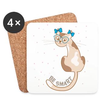Cat, be smart - Coasters (set of 4) - white - Front
