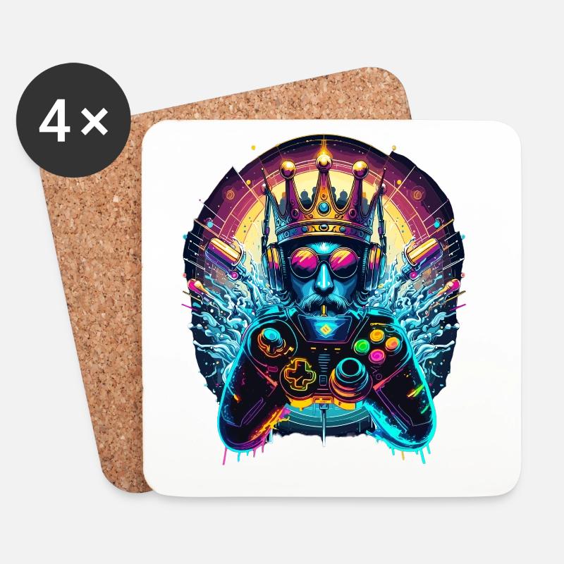 Gaming Throne – Spielkönig - Untersetzer (4er-Set) - Weiß