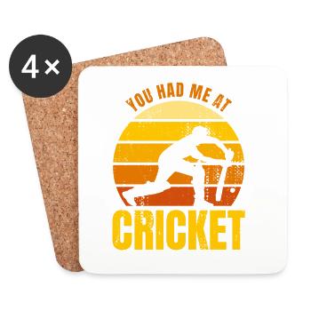 You Had Me At Cricket - Untersetzer (4er-Set) - Weiß - Vorne