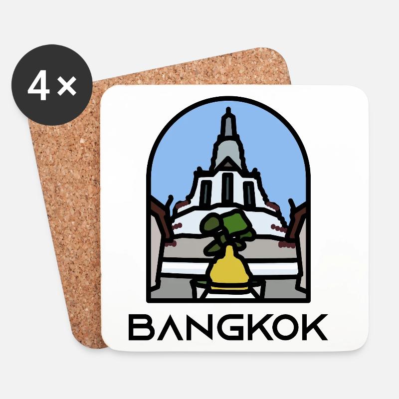 Bangkok - Wat Arun - Untersetzer (4er-Set) - Weiß