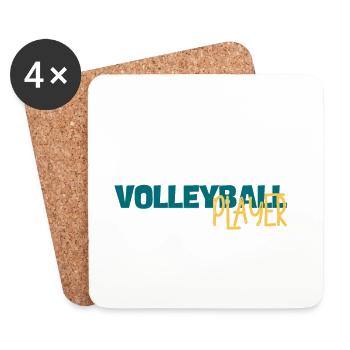 Volley Dive : Duo de joueurs dynamiques - Dessous de verre (lot de 4) - blanc - Devant