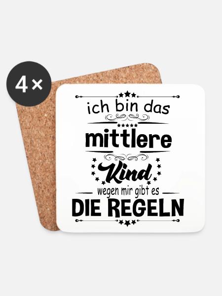 Ich bin das Mittlere Kind wegen mir gibt es die - Untersetzer (4er-Set) - Weiß