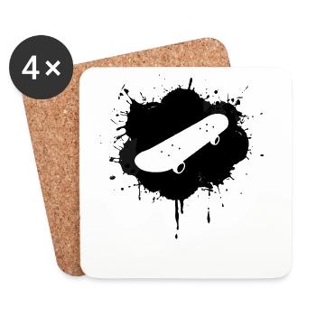 Skateboard - Untersetzer (4er-Set) - Weiß - Vorne