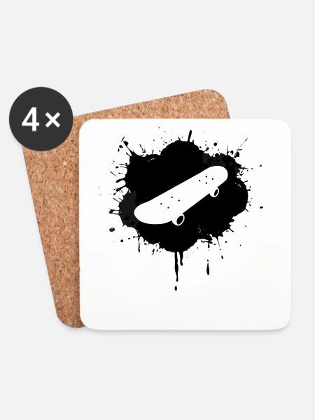 Skateboard - Untersetzer (4er-Set) - Weiß