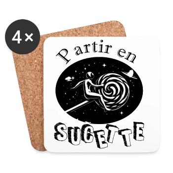 Partir en sucette - Dessous de verre (lot de 4) - blanc - Devant