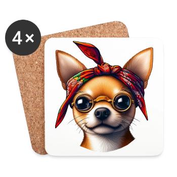 Chihuahua The Rap Artist - Coasters (set of 4) - white - Front