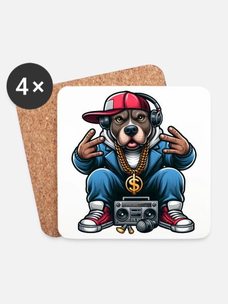 Pitbull Der DJ - Untersetzer (4er-Set) - Weiß