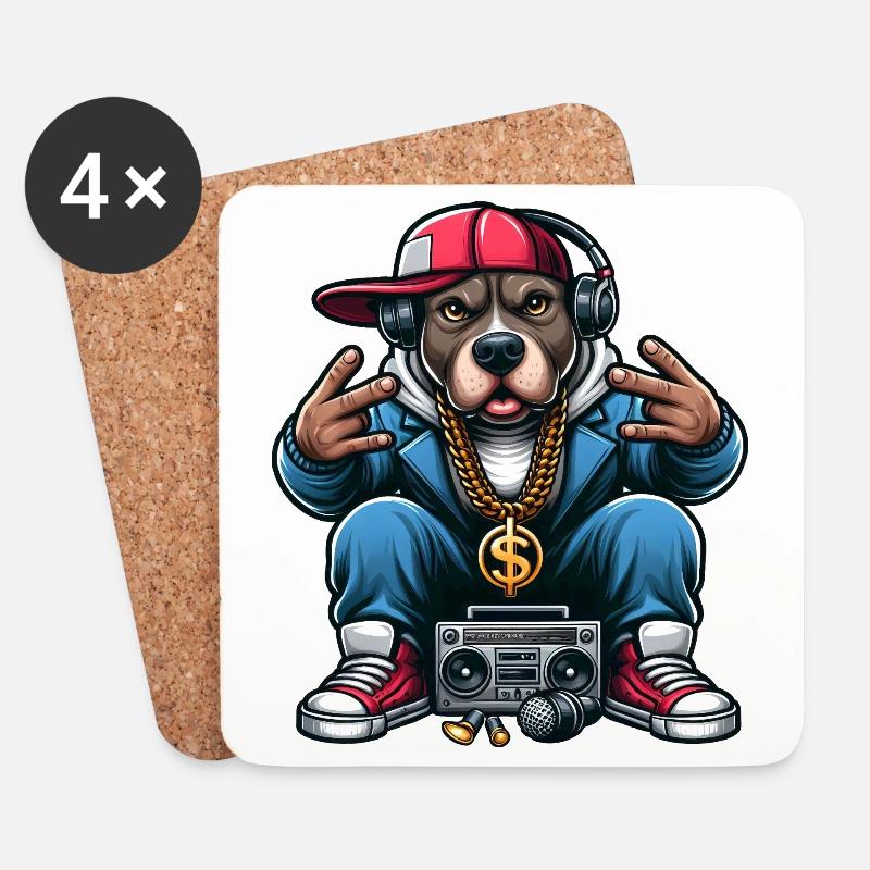Pitbull Der DJ - Untersetzer (4er-Set) - Weiß