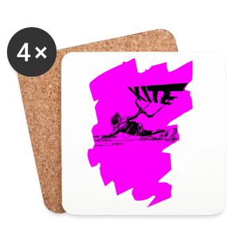 Pink Kite - Coasters (set of 4) - white - Front