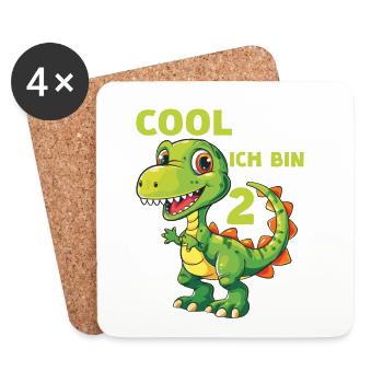 Dinosaurier 2 Geburtstag Dino 2 Jahre Spruch - Untersetzer (4er-Set) - Weiß - Vorne