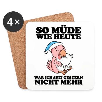 Ausschlafen Müde Spruch lustig Schlafen - Huhn - Untersetzer (4er-Set) - Weiß - Vorne