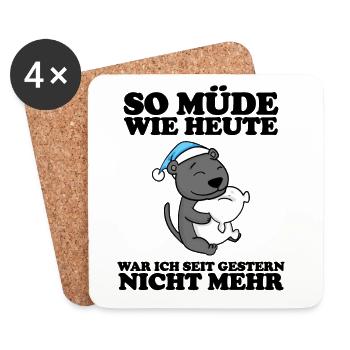 Ausschlafen Müde Spruch lustig Schlafen - Leopard - Untersetzer (4er-Set) - Weiß - Vorne