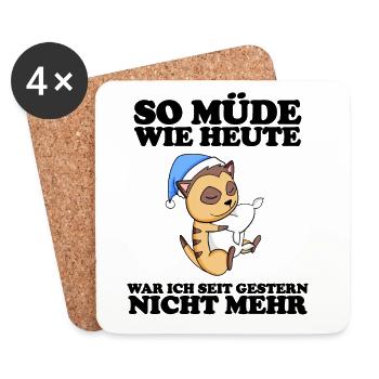 Ausschlafen Müde Spruch lustig Schlafen - Untersetzer (4er-Set) - Weiß - Vorne