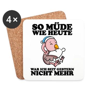Ausschlafen Müde Spruch lustig Schlafen - Strauß - Untersetzer (4er-Set) - Weiß - Vorne