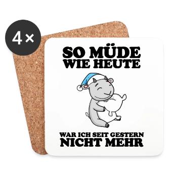 Ausschlafen Müde Spruch lustig Schlafen - Ziege - Untersetzer (4er-Set) - Weiß - Vorne