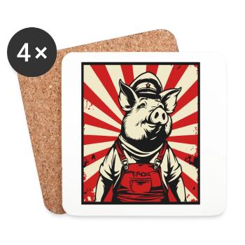 Kommunisten Propaganda Sozialisten Schwein - Untersetzer (4er-Set) - Weiß - Vorne