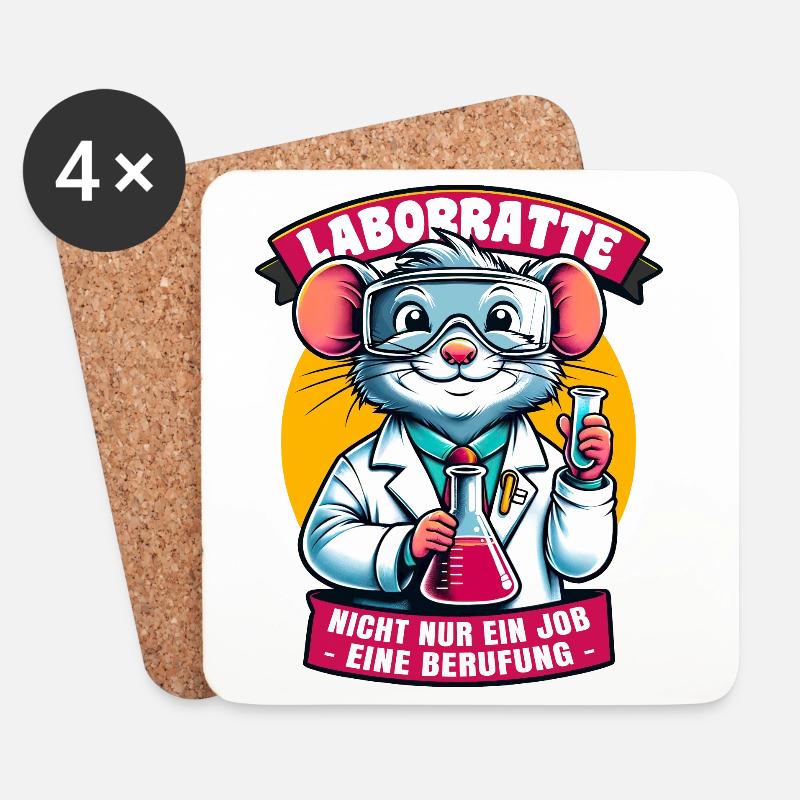 Laborratte – Chemie Humor mit Berufung - Untersetzer (4er-Set) - Weiß