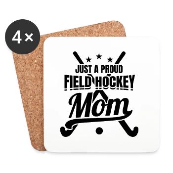 Juste une fière maman de hockey sur gazon - Dessous de verre (lot de 4) - blanc - Devant