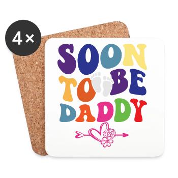 promotrd d’être papa, nouveau papa grossesse - Dessous de verre (lot de 4) - blanc - Devant