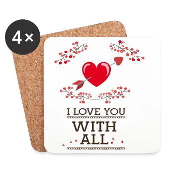 Valentine, i love you with all - Untersetzer (4er-Set) - Weiß - Vorne