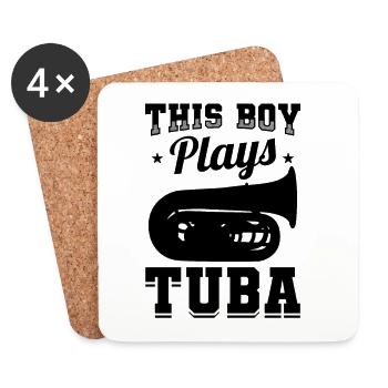 Little Tuba Player - Coasters (set of 4) - white - Front