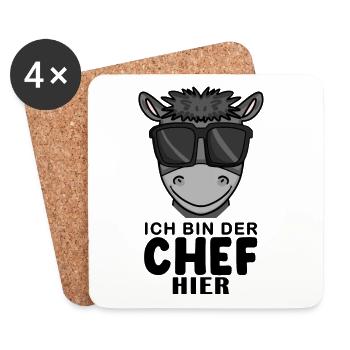 Chef Spruch Anführer Esel Motiv - Untersetzer (4er-Set) - Weiß - Vorne