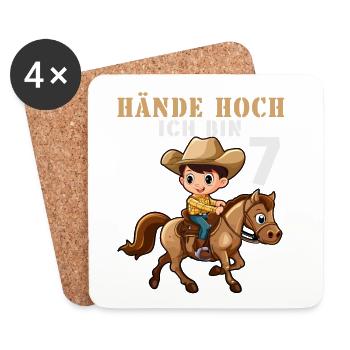 7 Geburtstag Sheriff Cowboy 7 Jahre Kinder Spruch - Untersetzer (4er-Set) - Weiß - Vorne