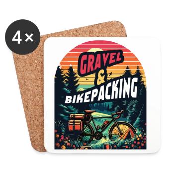 Aventure en gravier et bikepacking : Coucher de soleil - Dessous de verre (lot de 4) - blanc - Devant